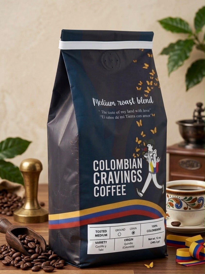 Colombian Medium Roast Coffee (Grain) – 12 oz